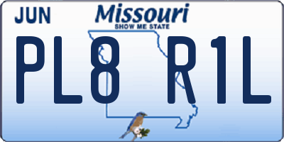 MO license plate PL8R1L