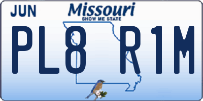 MO license plate PL8R1M