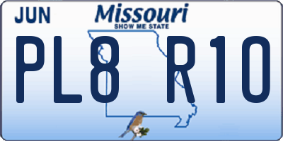 MO license plate PL8R1O