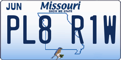 MO license plate PL8R1W