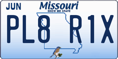 MO license plate PL8R1X