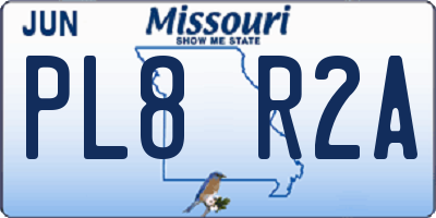 MO license plate PL8R2A