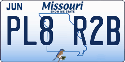 MO license plate PL8R2B