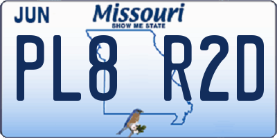 MO license plate PL8R2D