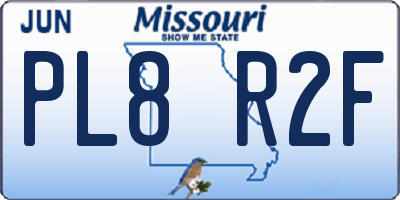 MO license plate PL8R2F