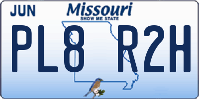 MO license plate PL8R2H