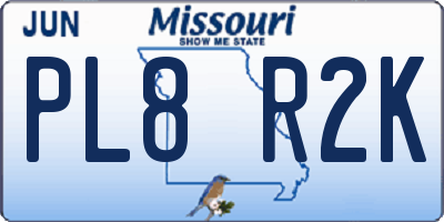 MO license plate PL8R2K