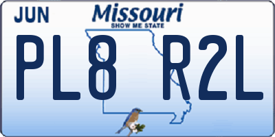 MO license plate PL8R2L