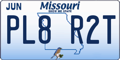MO license plate PL8R2T
