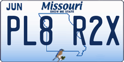 MO license plate PL8R2X