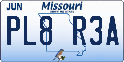 MO license plate PL8R3A