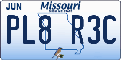 MO license plate PL8R3C