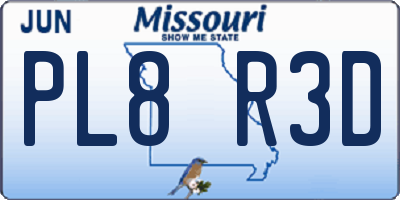 MO license plate PL8R3D