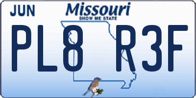 MO license plate PL8R3F