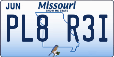 MO license plate PL8R3I