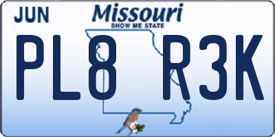 MO license plate PL8R3K
