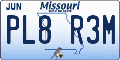 MO license plate PL8R3M