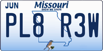 MO license plate PL8R3W