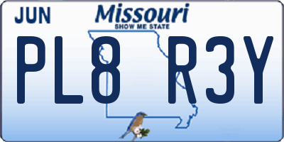 MO license plate PL8R3Y