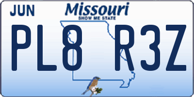 MO license plate PL8R3Z