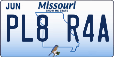 MO license plate PL8R4A