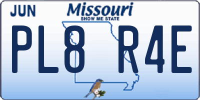 MO license plate PL8R4E