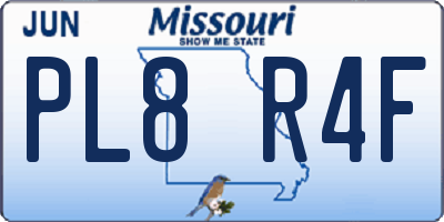 MO license plate PL8R4F