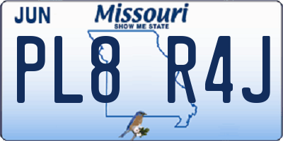 MO license plate PL8R4J