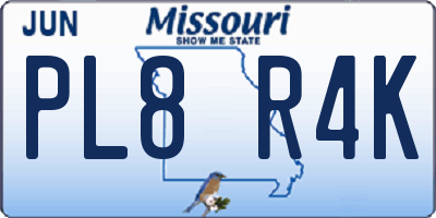 MO license plate PL8R4K