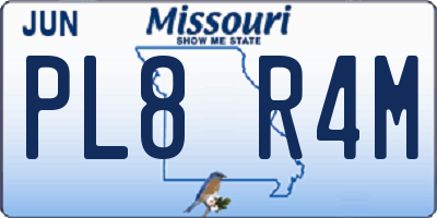 MO license plate PL8R4M
