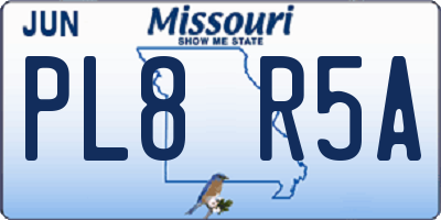 MO license plate PL8R5A