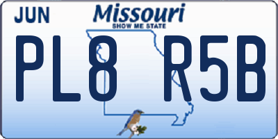 MO license plate PL8R5B
