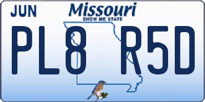 MO license plate PL8R5D