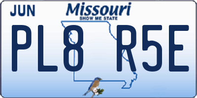 MO license plate PL8R5E