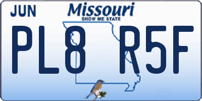 MO license plate PL8R5F