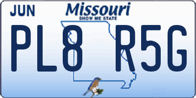 MO license plate PL8R5G