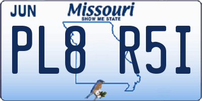 MO license plate PL8R5I