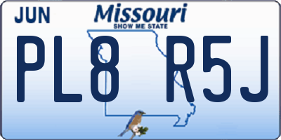 MO license plate PL8R5J