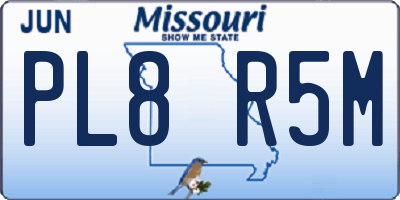 MO license plate PL8R5M