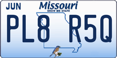 MO license plate PL8R5Q
