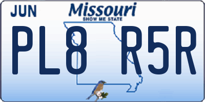 MO license plate PL8R5R