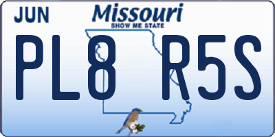 MO license plate PL8R5S