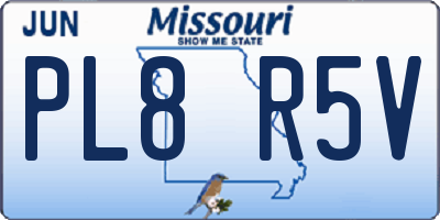 MO license plate PL8R5V