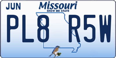 MO license plate PL8R5W