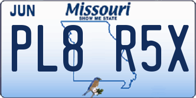 MO license plate PL8R5X