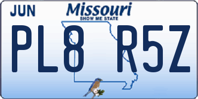 MO license plate PL8R5Z