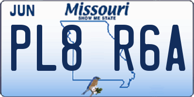 MO license plate PL8R6A