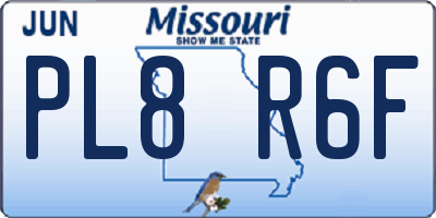 MO license plate PL8R6F