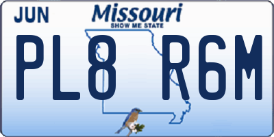 MO license plate PL8R6M