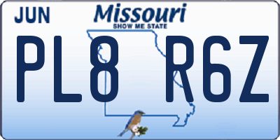 MO license plate PL8R6Z